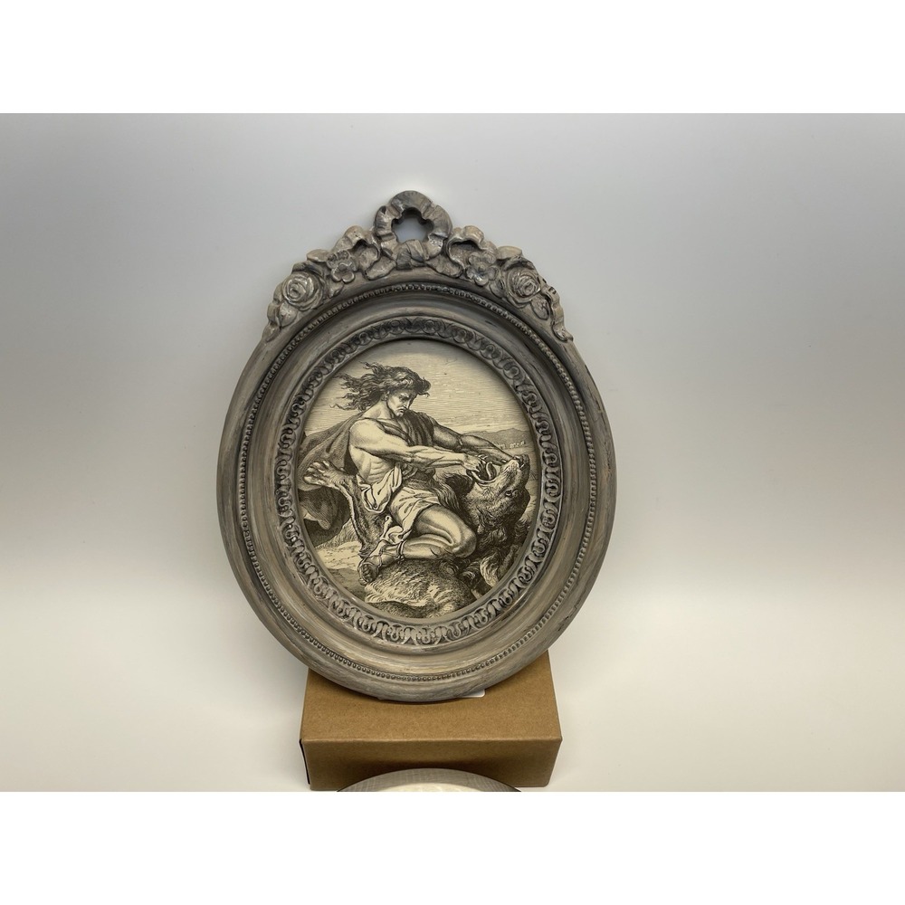 Vintage Homco Samson Wall Plaque Oval Frame Bible Art Made in USA 3279